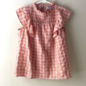 Polagram peach color small ruffle top